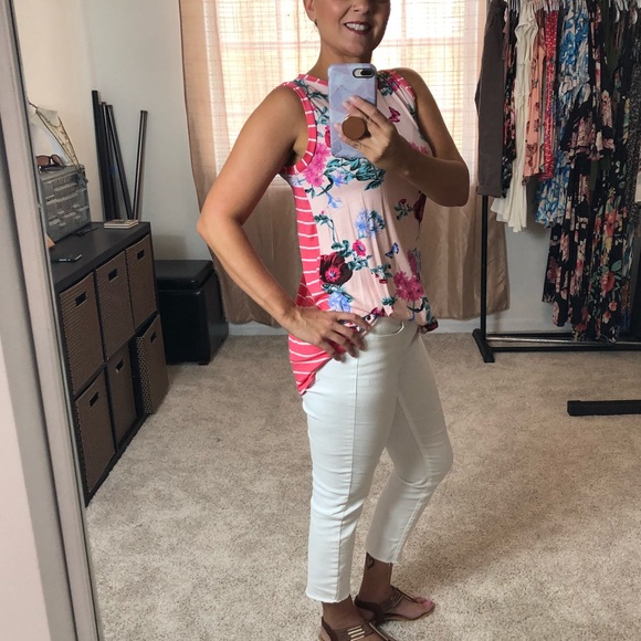 Pink Floral and Stripe Top - Picture 6 of 8